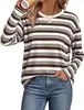 2026 Nuevo top versátil casual de manga larga a rayas de bloques de color suelto para mujer de otoño transfronterizo europeo y americano