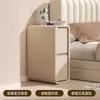 Mesita de noche para dormitorio con almacenamiento, con dos cajones, un diseño ultradelgado y un estilo moderno y minimalista
