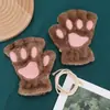Luvas de Pelúcia de Capivara Fofas para Mulheres, Meio Dedo com Tampa Flip de Inverno, Compatíveis com Tela Sensível ao Toque, Quentes e Grossas, para Estudantes e Ciclismo, à Prova de Frio