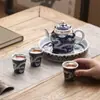 Nuevo Estilo Chino Regalo del Día Nacional Dragón de Plata Dorado Tetera Tres Tazas Juego de Té Caja de Regalo de Alta Gama Juego de Té Kung Fu Entrega