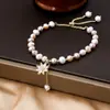 Pulsera de Perlas de Agua Dulce de Girasol Barroco Colorida para Mujer, Exquisita, Ligera, Lujosa y de Gama Alta Ajustable para Mujer