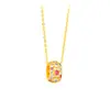 Colar de Diamante Rosa Estilo Retro Vintage de Luxo Leve para Mulheres, Colar Caleidoscópio Totalmente Diamantado em Ouro Areia Estilo Antigo