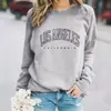 Moletom Redondo com Estampa de Letras Bf High Street Europeu e Americano para Mulheres Outono e Inverno Novo Estilo Preguiçoso Design Solto Tops de Estudante