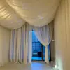 Cortina de gasa de gasa ondulada para decoración de techos, cifrada a prueba de polvo, hecha a medida para casas de huéspedes y bodas
