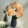 Flores Artificiais de Peônia Estilo Europeu com 7 Cabeças para Decoração de Casamento, Flores Artificiais para Exibição na Sala de Estar, Arranjos Florais, Decoração de Arco de Casamento