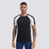 Camiseta Masculina Europeia e Americana Respirável de Secagem Rápida Poliéster Elastano Alta Elasticidade Roupa Esportiva Manga Curta Gola Redonda Ajuste ao Corpo Roupas para Fitness