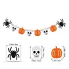 Fornecimento exclusivo transfronteiriço: Bandeira de feltro de caveira para Halloween, bandeira de aranha com contas de madeira, decoração de lareira de Halloween, entrega OEM