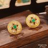 Aretes Guofeng Estilo Chino Nuevo Imitación Jade Aguja de Plata Retro Gancho para la Oreja Collar de Mariposa Accesorios Hanfu Coloridos Aretes con Sentido del Diseño