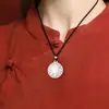 Colgante Brújula de Ocho Tesoros Estilo Chino Popular Vintage Colgante Flor de Loto para Mujer Collar de Pareja Hombres Filigrana Hueca