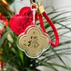 Oro Puro 999 Suerte y Prosperidad Colgante de Oro Trébol de Cuatro Hojas Llavero Ceremonia de Inauguración Transmisión en Vivo Regalo Promocional Al Por Mayor
