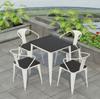 Mesas y Sillas de Plástico y Madera para Exteriores Patio Madera Anticorrosiva Mesa de Comedor de Ocio para Exteriores Jardín Balcón al Aire Libre Combinación de Mesa y Silla para Cafetería