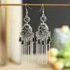 Brújulas Redondas Exóticas Transfronterizas Europeas y Americanas Pendientes Largos Estilo Chino Pendientes Elegantes con Borlas Retro Europeos y Americanos