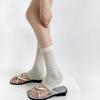 Verano Nuevo Delgadas Serie Miu Calcetines con Pie de Color Sólido, Calcetines Versátiles de Media Caña Holgados, Calcetines Blancos