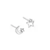 Pendientes Asimétricos de Estrella y Luna para Mujer, Pendientes de Hélice Mini de Hueso de Oreja Novedad Nicho 2026, Joyería para Oreja con Cabeza de Espiral Interna Pequeña al por Mayor