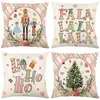 Funda de almohada navideña más vendida transfronteriza con estampado festivo de Papá Noel, funda de almohada para decoración del hogar, venta al por mayor directa del fabricante
