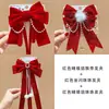 Grampo de Cabelo Laço Acessório de Cabelo para Meninas, Presilha de Cabelo Vermelha para Trás da Cabeça, Grampo de Cabelo de Ano Novo para Meninas, Ornamento de Cabelo de Fita Infantil