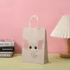 Bolsa de papel kraft para embalaje de fiestas, bolsa de mano con diseño de elefante de dibujos animados, bolsa de compras al por mayor