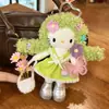Gatito de Piernas Largas Arcoíris Cabello Largo Rizado Muñeco de Peluche Llavero Colección Lindo Moderno Colgante de Bolsa de Alta Gama