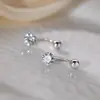 Brincos de Prata 925 com Zircônia para Mulheres, Brincos Versáteis Super Brilhantes, Fechos Simples de Rosca, Não é Necessário Remover os Brincos ao Dormir