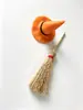 Decorações de chapéu de bruxa para festa de Halloween, adereços de montagem de local, balde de bruxa portátil, vassoura mágica, artesanato DIY