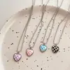 Estilo Japonés y Coreano ins Tendencia Dulce Personalidad Color Amor Collar Estilo Frío Dulce Tablero de Ajedrez Cuadros Cadena de Bolas Cadena de Clavícula