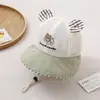 Sombrero de protección solar para niños con diseño de osos de dibujos animados japoneses y coreanos, sombrero de malla transpirable de ala ancha para niños, comercio exterior 2026 verano lindo sombrero para bebé