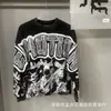 Sudadera con capucha holgada de alta calidad, con estampado retro americano de emociones mixtas, lavada y desgastada, para hombre y mujer