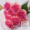 Buquê de Rosas Simuladas de 9 Cabeças, Buquê Artificial de Seda Falsa, Decoração de Flores de Casamento de Alto Nível, Flor Floral de Plástico