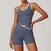 Traje Deportivo Cruzado de Cintura Alta para Mujer, Bloques de Color Espalda Descubierta Ajustado Sensación de Segunda Piel Conjunto de Yoga, Atuendo de Running Fitness Yoga 8843