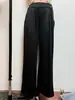 Pantalones Casuales de Nuevo Estilo, Caídos, Largos hasta el Suelo, de Cintura Alta, Holgados, Elegantes, Pierna Recta, Diseño de Nicho para Mujer, Color Sólido, Pantalones Largos