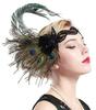 Tocado de Plumas Negras Mascarada Gatsby de los Años 20 para Mujer Halloween Fiesta de Despedida de Soltera Diadema de Plumas Exportación