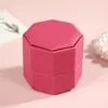 Caja de joyería octagonal de PU lujosa y de alta gama, diseño simple de dos partes, caja de almacenamiento para pendientes y anillos, caja de regalo para exhibición de joyas