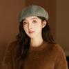 Chapéus Femininos Novo Estilo Primavera e Outono com Toque de Luxo, Boinas Newsboy com Logo Metálico, Boinas de Lã que Afinam o Rosto, Chapéus Doces de Abóbora