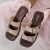 Pantuflas Nuevas de Verano para Mujer Estilo Coreano Estilo Francés Estilo Retro de Hada Playa Marítima Sandalias Blandas Planas para Uso Exterior