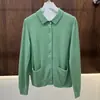 BORBOTIE prendas de punto para mujer 2026 otoño e invierno nuevo cárdigan de cachemir LP cuello polo cárdigan suelto suéter