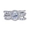 Anillo exagerado de circonitas micro incrustadas personalidad vanguardista diamante ovalado anillo de lujo anillo línea de diamantes completa anillo de diamantes multicapa