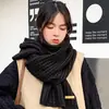 Cachecol de pescoço quentinho xadrez estilo coreano para casais, dupla face, imitação de cashmere, cachecol de tricô extra longo e espesso para estudantes, para mulheres