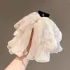 Pin para Coleta de Seda Bordada Color Blanco Crudo de Alto Gama Coreano, Ambiente Romántico, Pasador de Pelo Estilo Hada