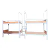 Litera con acabado de veta de madera y escalera, cama doble para dormitorio de estudiante, cama con estructura de hierro integrada para trabajador de fábrica, cama para dormitorio de apartamento