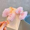 2024 Novo Estilo Coreano de Renda Três Camadas Borboleta Grampo de Cabelo para Meninas Elástico Tiara de Princesa Gaze de Neve Acessórios de Cabelo para Crianças Faixa de Cabelo