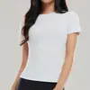 Camiseta de Algodón para Mujer Caijue para Verano, Estilo Americano, Hombro Normal, Cuello Redondo Pequeño, Manga Corta, Corte Ajustado, Suave, Transpirable, Top Versátil