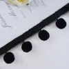 Adorno para cortina con pompones densos, tira decorativa negra, ribete de encaje con pompones, decoración de cortina M-987
