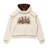 Pedido pequeño personalizado de fábrica con tu diseño: Sudadera para hombre con estampado de ciudad, sudadera con forro interior de bloques de color, sudadera corta moderna para hombre