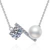 Collar de Plata Esterlina S925 Collar de Moissanita Perla Natural de Agua Dulce de Alta Calidad Combinable Colgante de Madera de Equilibrio para Mujer Venta al por Mayor