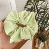 Estilo Cremoso Simple y Versátil ~ Scrunchie Grande de Tela a Cuadros Lazo para Cola de Cabello Estilo Perezoso Flor para el Cabello para Mujeres