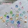 Strass com Fundo Pontiagudo 6mm 8mm, Decorações Grandes Quadradas para Nail Art, Strass de Cristal, Brilho Super Intenso Aurora Iridescente para Decoração de Unhas DIY