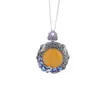 Yilu Plata Miel Ámbar Plata de Ley S925 Vintage Esmalte Peonía Mariposa Hueco Ruyi Estilo Chino Colgante Venta al por Mayor