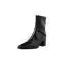 Botas Mary Jane Elegantes Versáteis de Salto Médio Quadrado com Sola Silenciosa para Emagrecer, Botas Curtas Elásticas Inverno 2026 para Mulheres