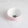 Tigela de cerâmica para gato tigela dupla tigela de água tigela de comida para animal de estimação gato cachorro Tigela de arroz suporte água para beber pé alto boca oblíqua proteção vértebra cervical