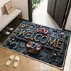Felpudo Retro Estilo Europeo para Entrada, Alfombra de Terciopelo de Cristal para el Vestíbulo, Absorbente de Agua, Antideslizante, Resistente a la Suciedad, Felpudo para la Entrada, Felpudo para el Hogar